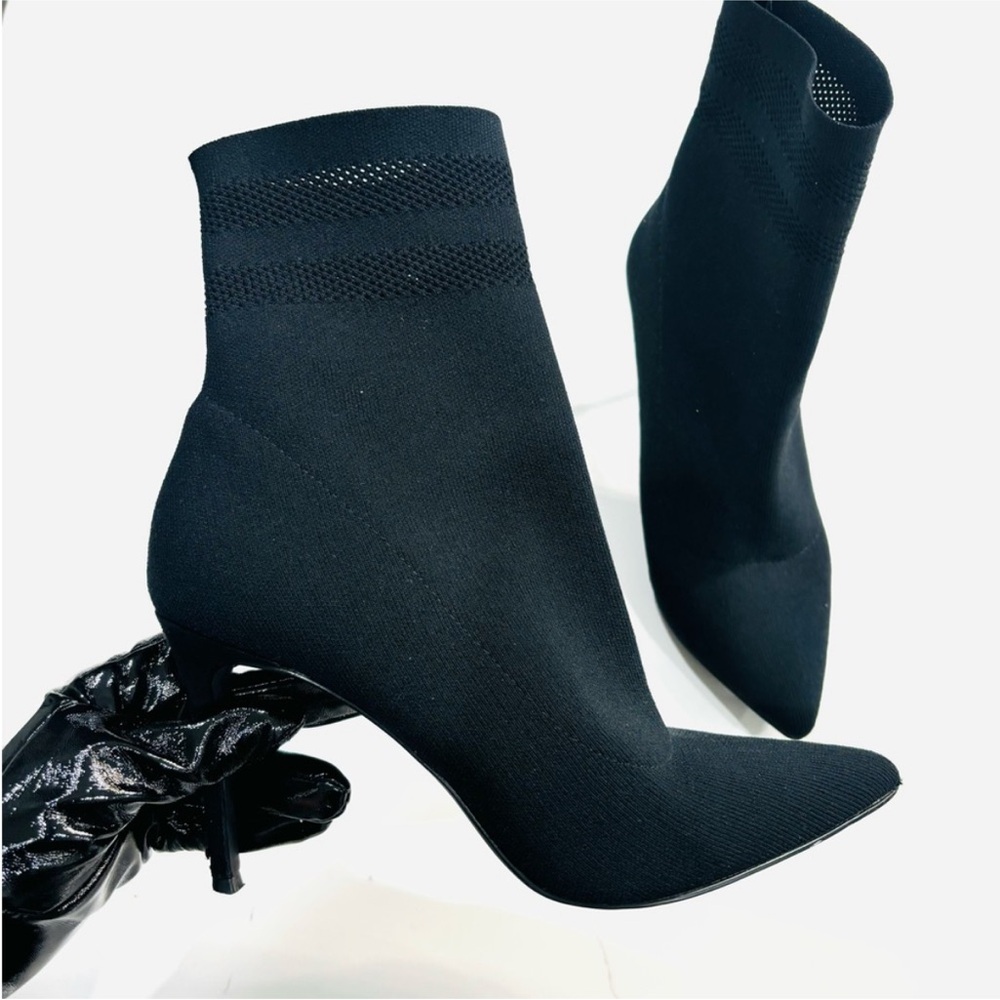 Steve Madden Black Stretch Sock Ankle Booties